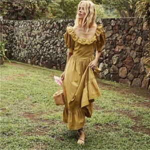 ✨DOEN✨Lupine Oregano Ruffled Maxi Dress